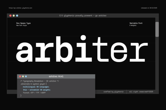 Gc Arbiter: A Clean, Confident Monospaced Font for Crafters