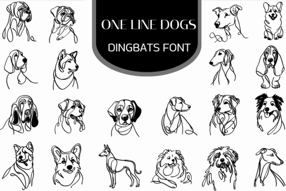One Line Dogs Dingbat Font for Crafters & Sellers